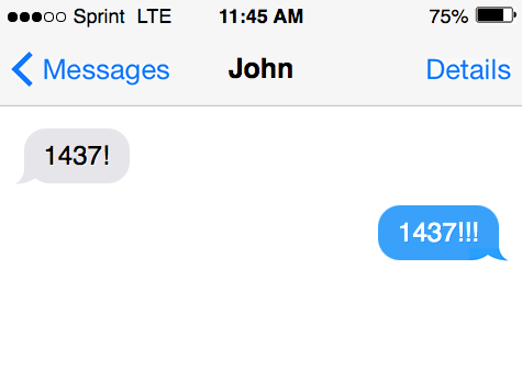 1437 meaning over text message