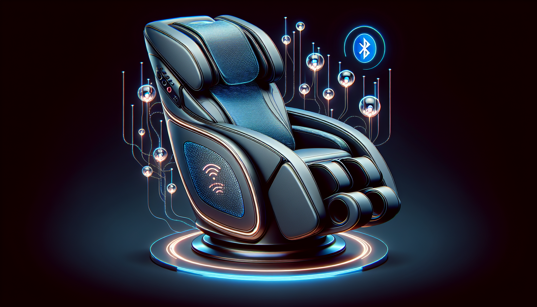 Massage chair with built-in speakers and Bluetooth connectivity for personalized music during massage sessions