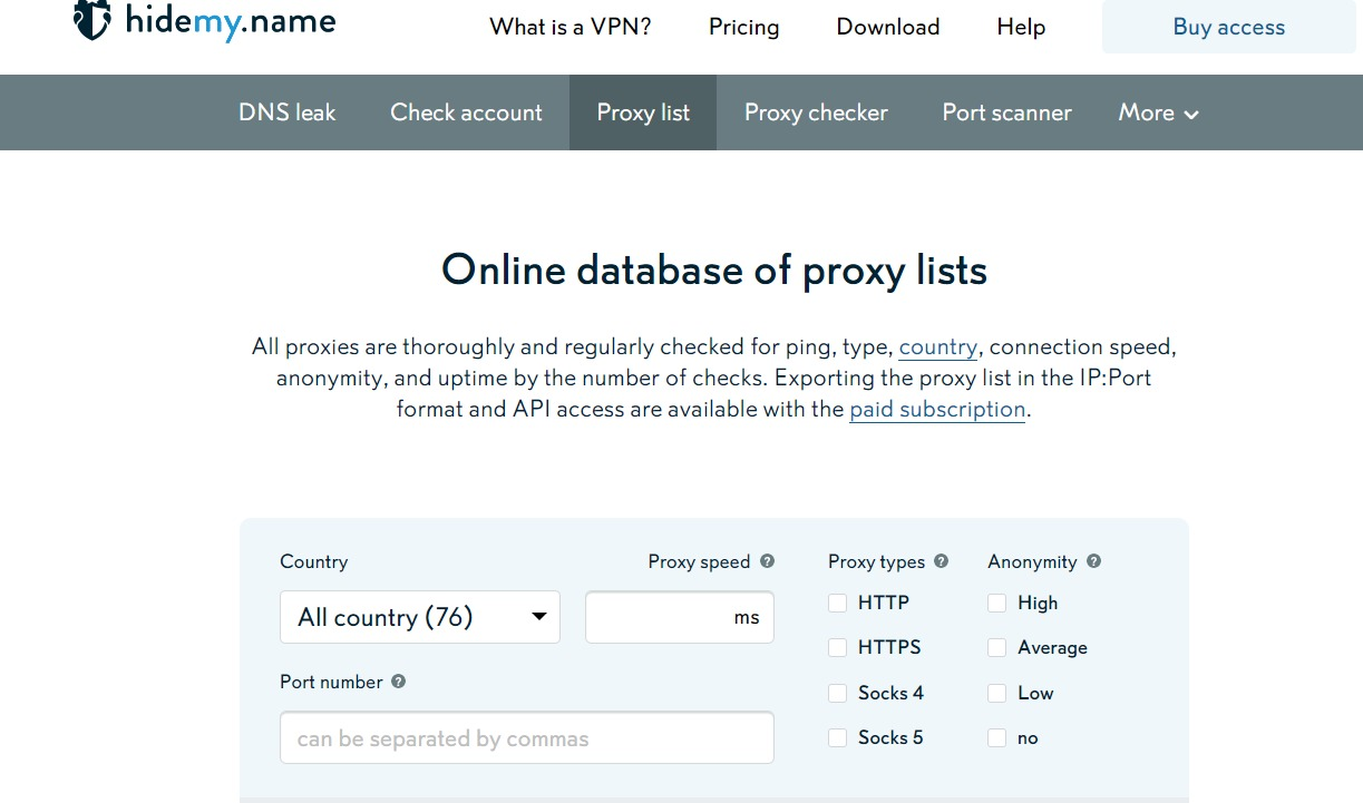 Checking with the HideMy.name Proxy Server