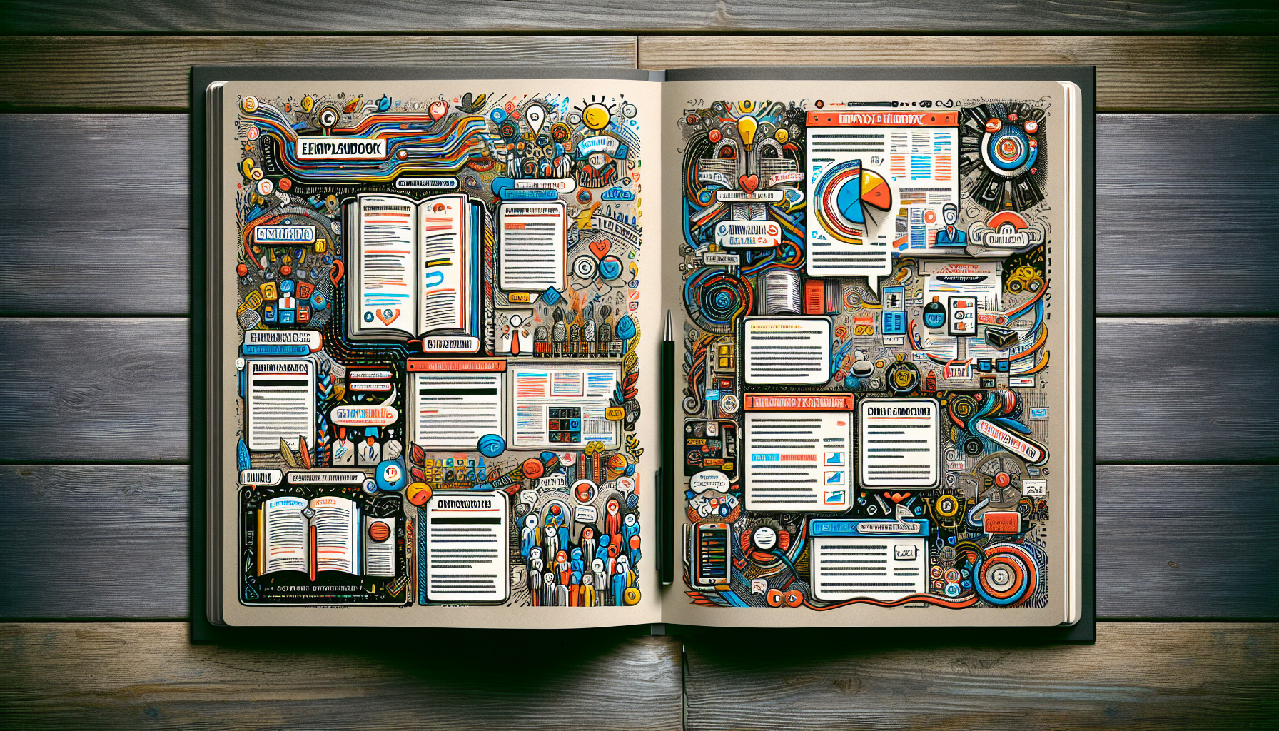 Employee handbook with engaging visuals and clear language