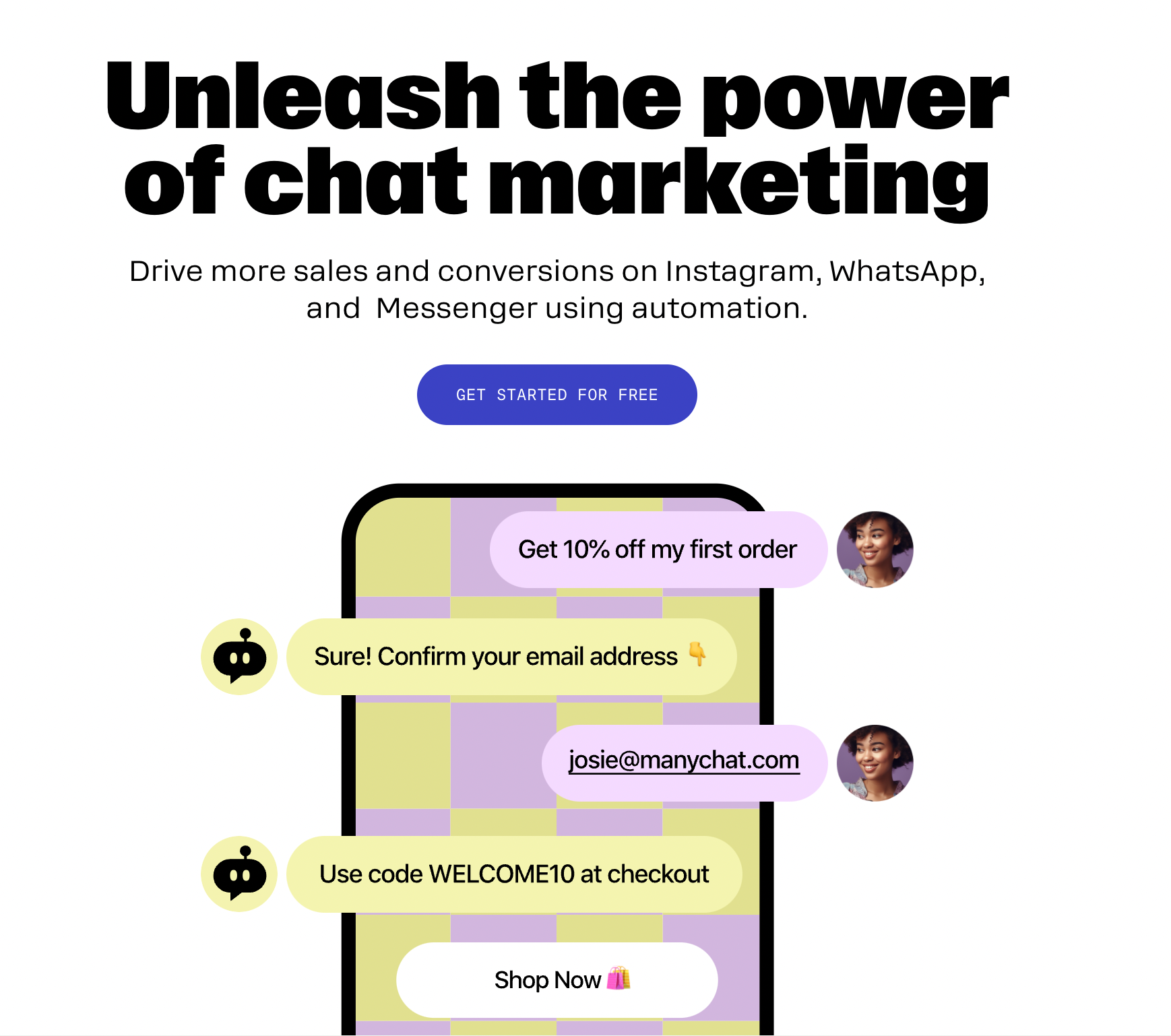 ManyChat "Unleash the power of chat marketing"