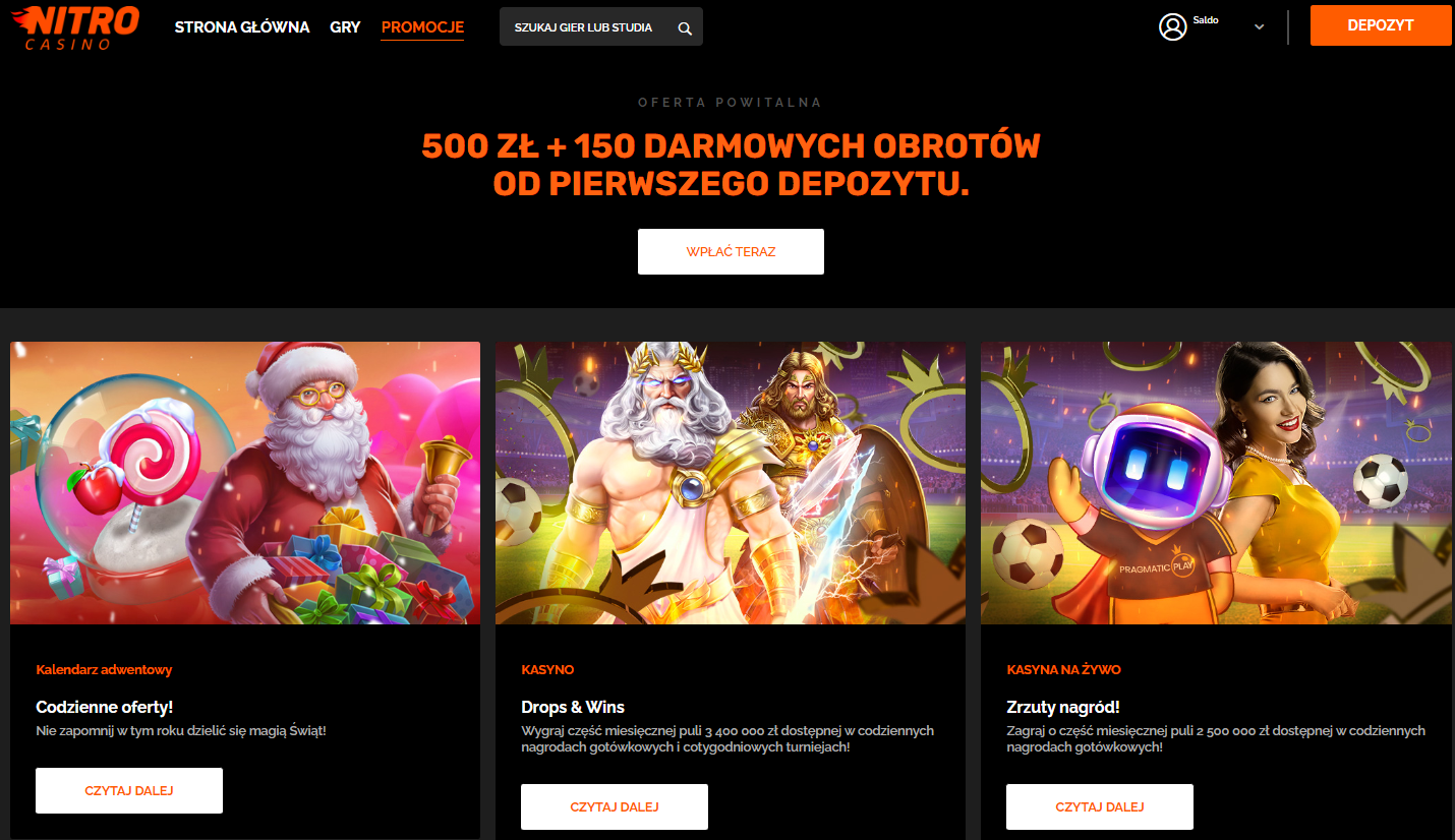 Nitro Casino: wybrane promocje kasyna online