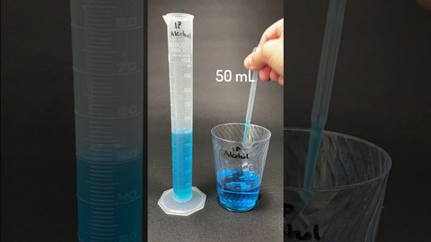 Use of 50 ml graduated cylinder in laboratory setting