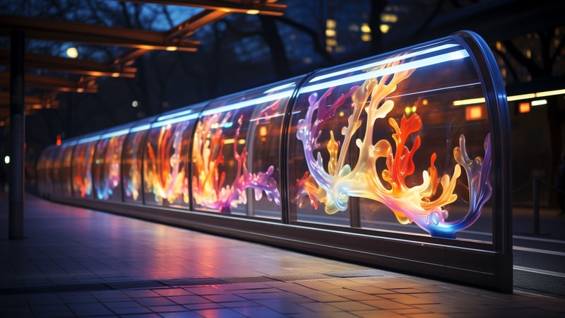 Holographic vinyl art on public display