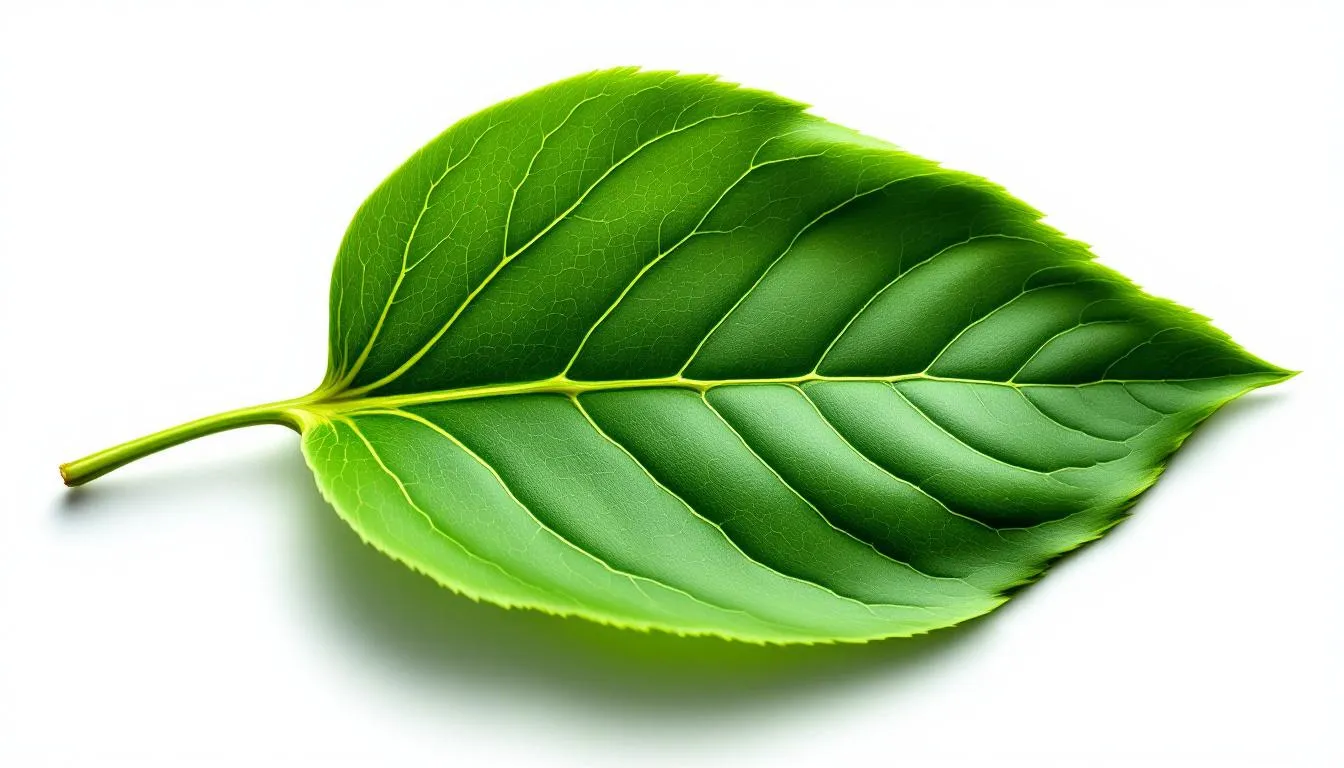 A single green leaf symbolizes the effort to lower environmental greenhouse gases, representing the importance of energy-efficient solutions like LED lamps in reducing energy consumption and promoting a sustainable workspace.