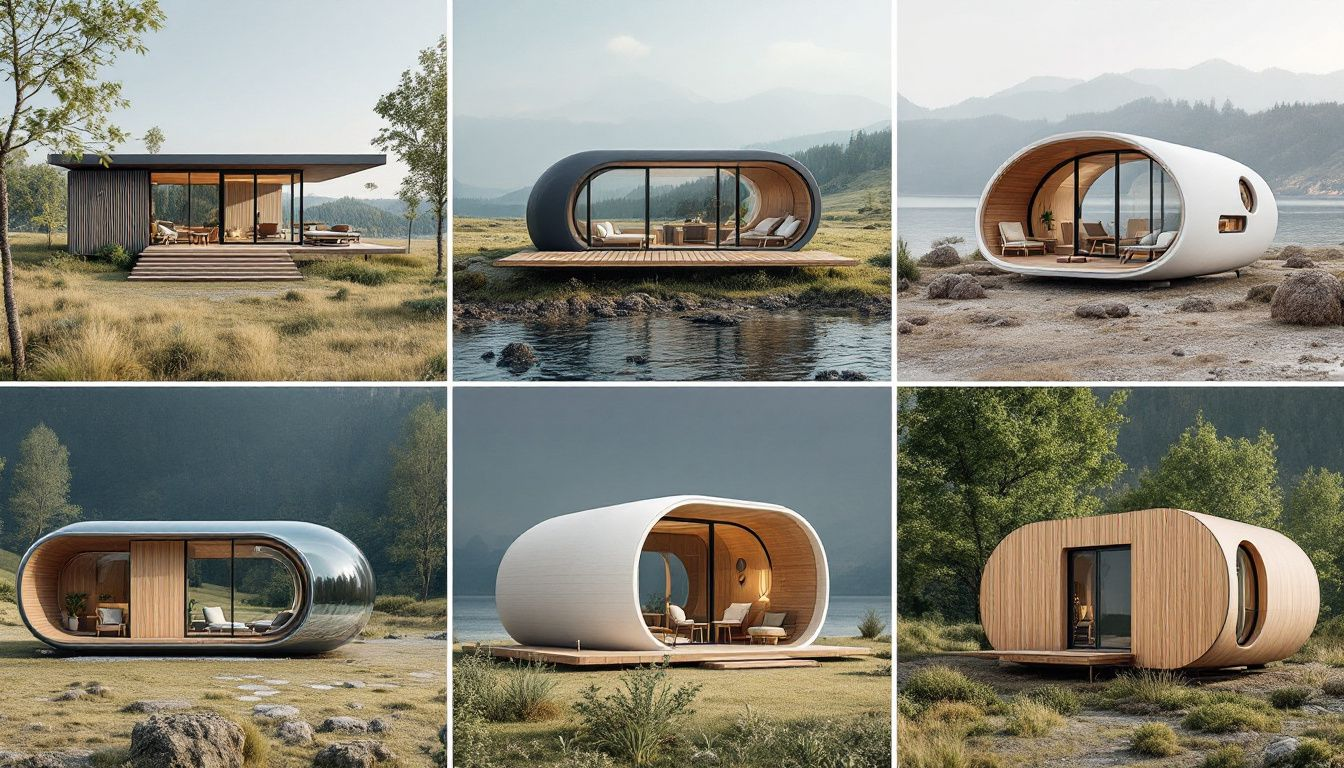 A collection of innovative portable cabin designs showcasing various styles and functionalities.
