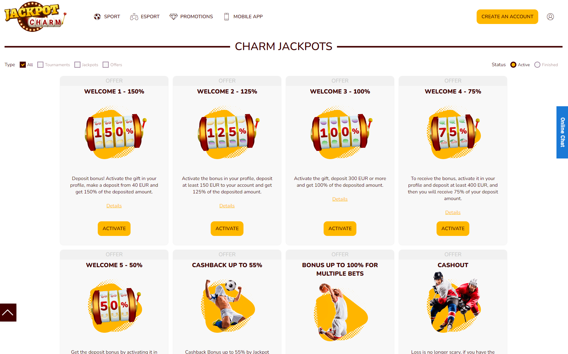Jackpot Charm Casino Bonuses & Promotions