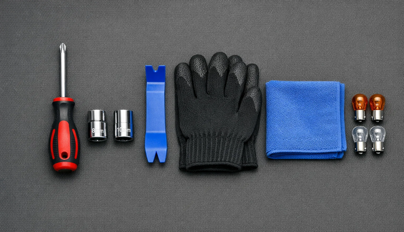 Tail light replacement tools and parts