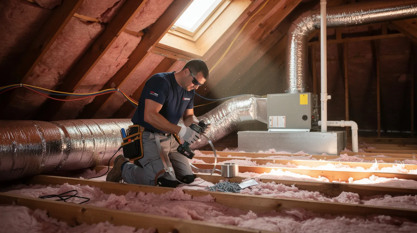 Trane S9V2 variable-speed gas furnace installed in a residential attic, matching the XV20i outdoor unit for optimal efficiency and comfort.