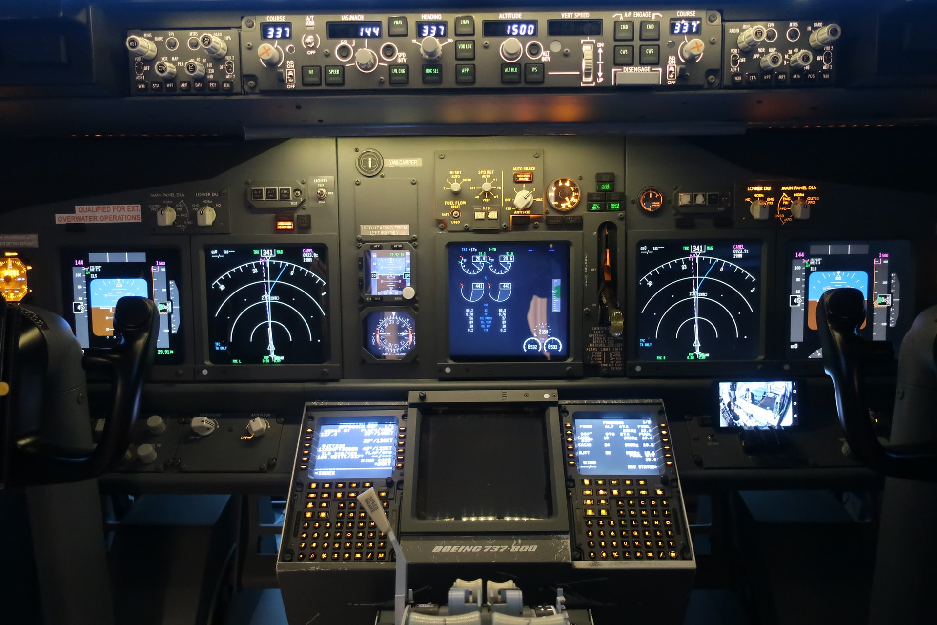 Equipment in an aircraft cockpit.