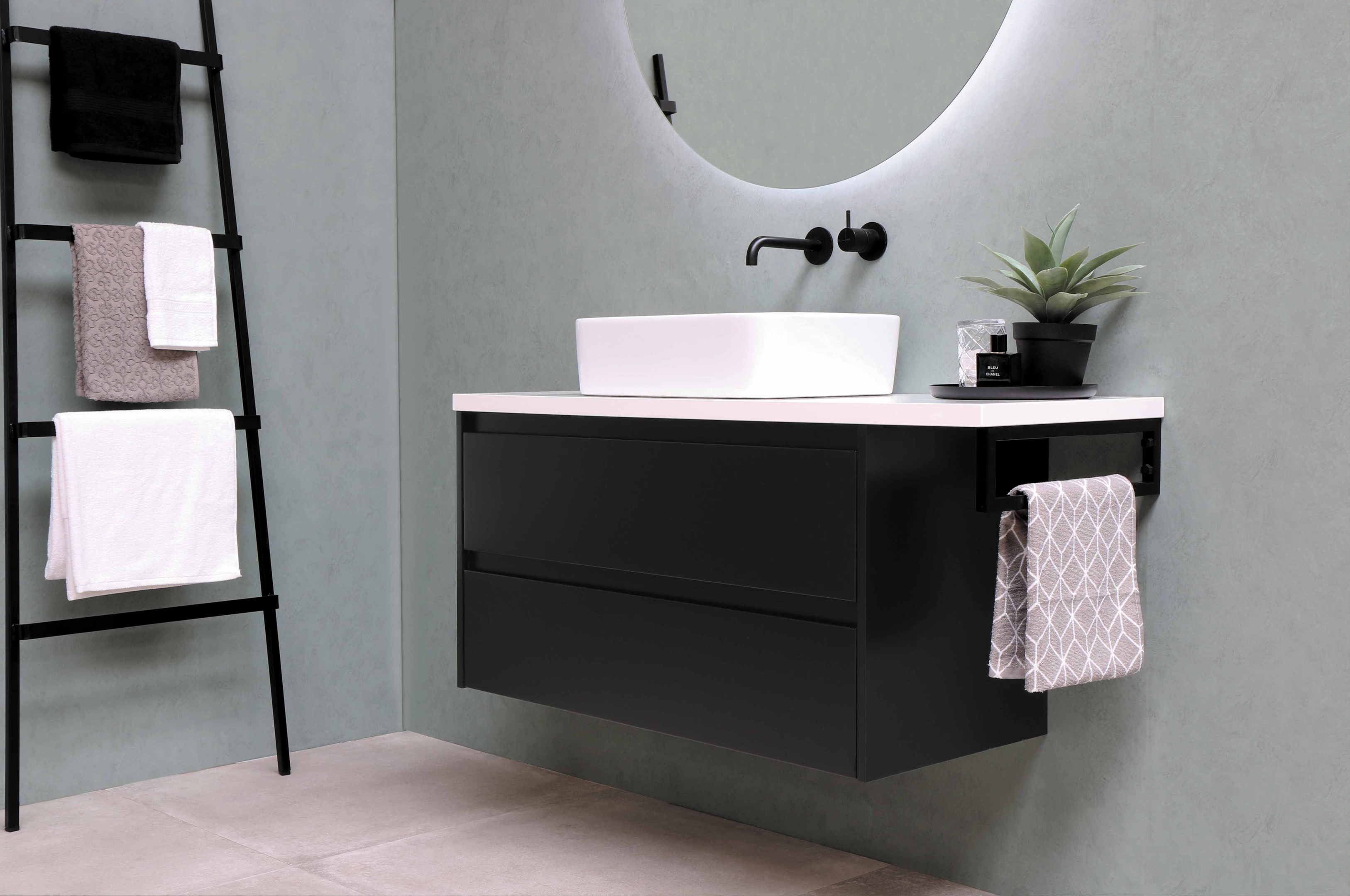 Black is best used in a bathroom's interior design.