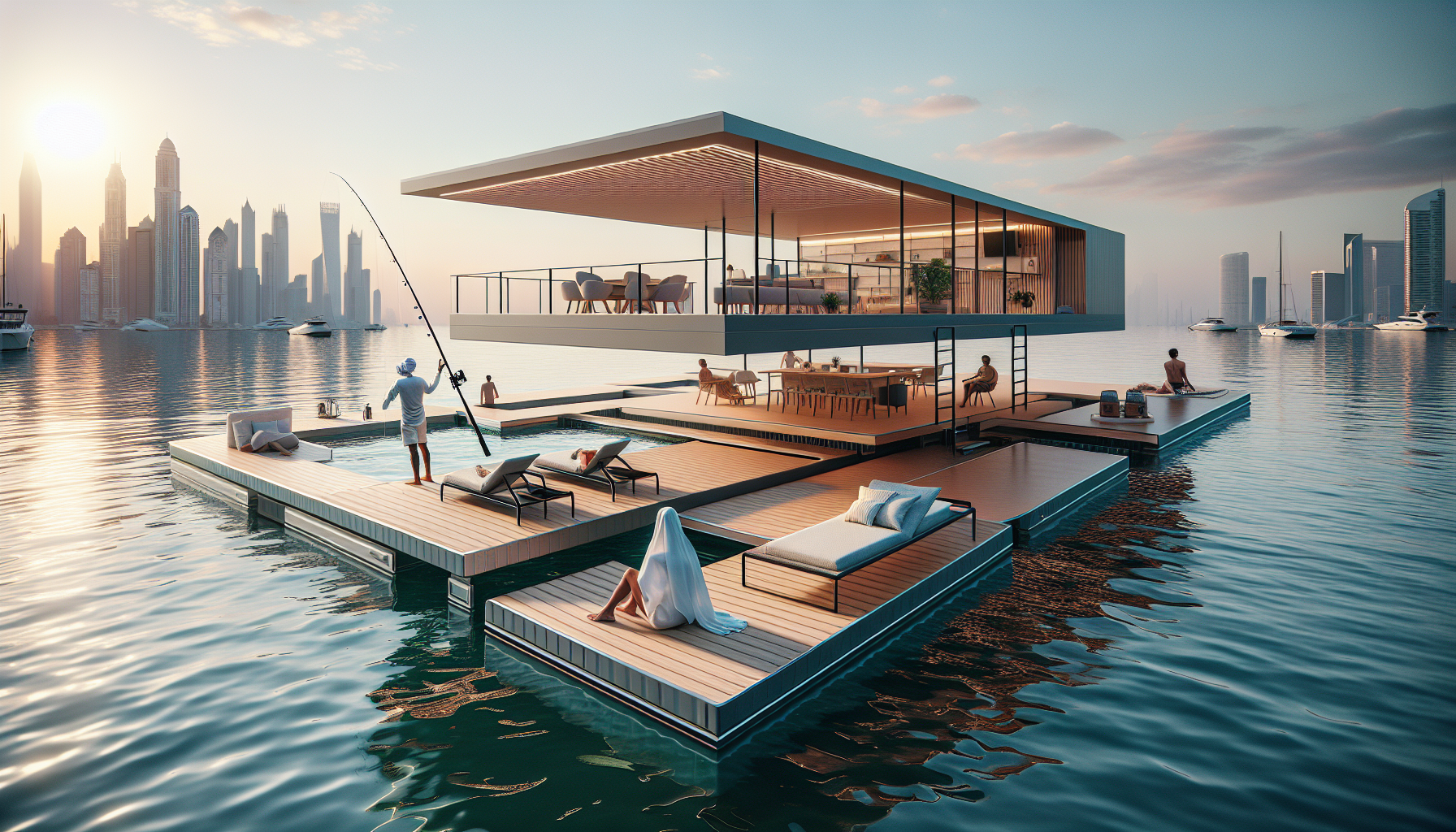 Customized modular floating dock with decking