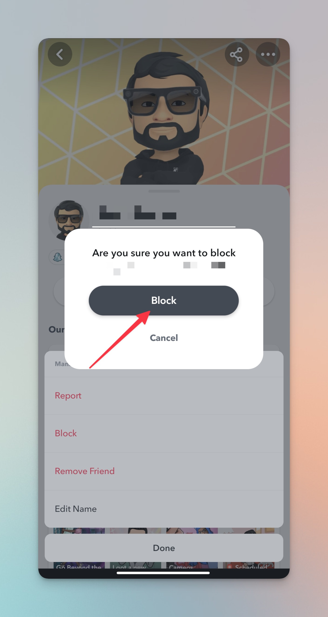 Remote.tools points to Block button to block that <a href=