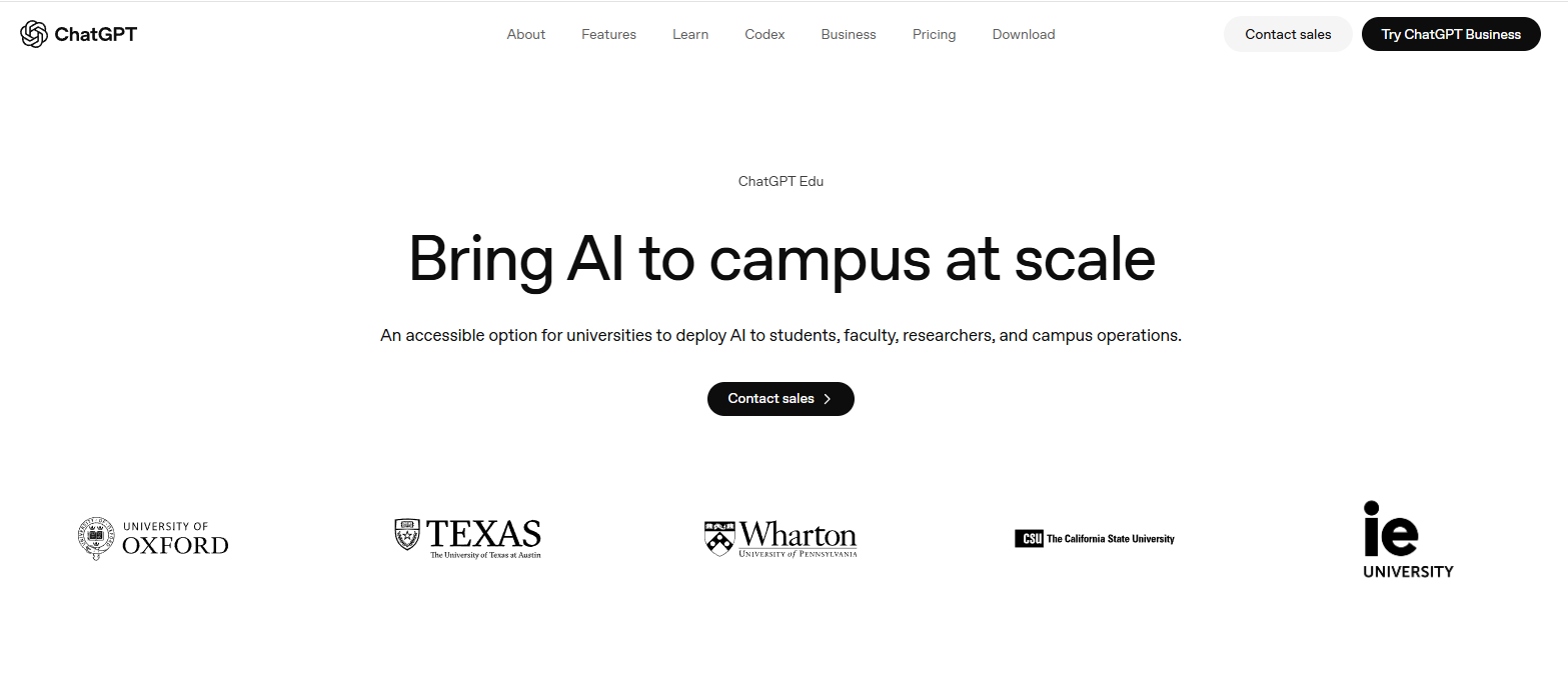 ChatGPT Edu delivering AI-powered tutoring, research assistance, and personalized learning, making it a versatile Khanmigo alternative for higher education.