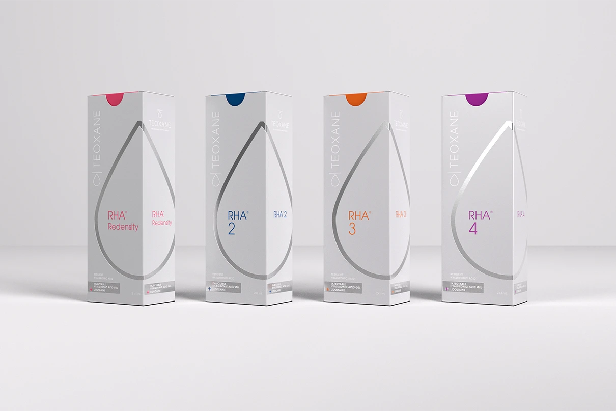 Illustration showing the concept of RHA fillers and their application in facial aesthetics.