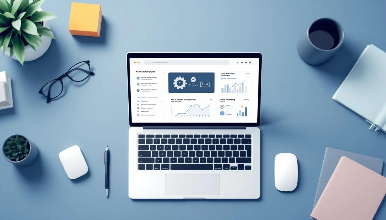 The image showcases the key features of marketing software, emphasizing automation tools and email marketing excellence, which enhance marketing teams' efficiency in managing customer relationships and executing multi-channel campaigns. It highlights user-friendly interfaces, such as drag and drop editors, that enable the creation of personalized email campaigns and track customer interactions for improved engagement and campaign performance.