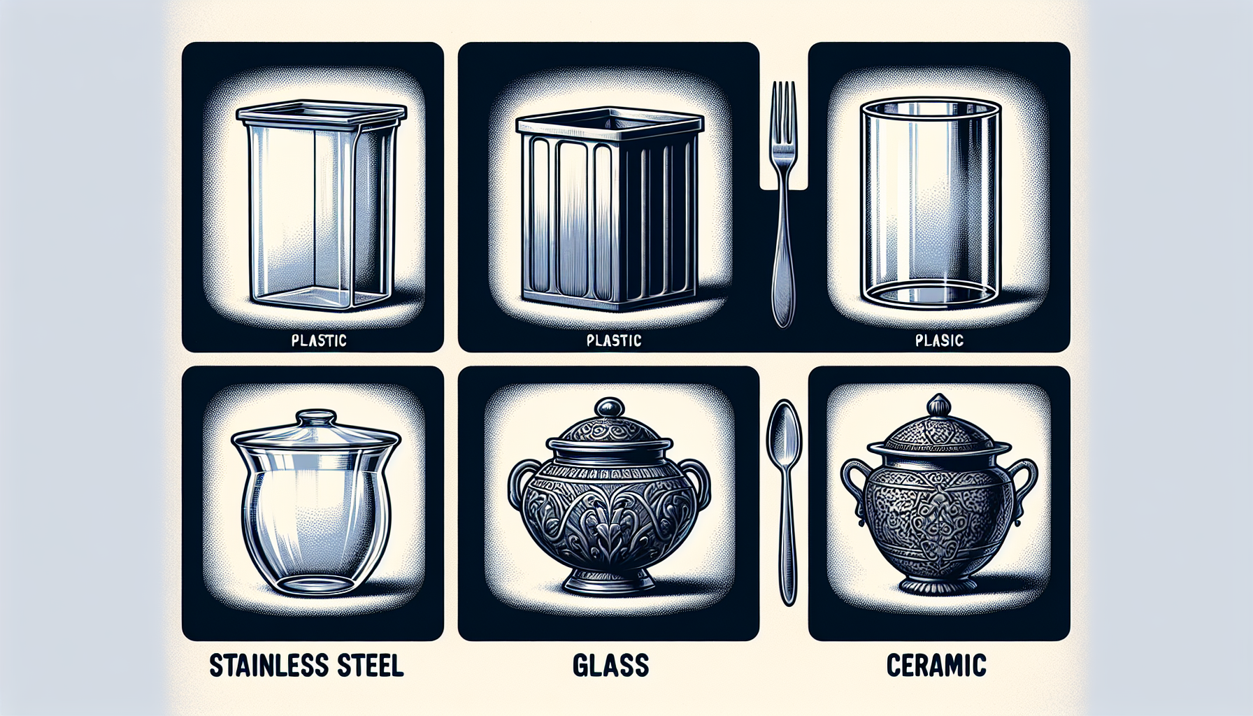 Comparison of stainless steel, plastic, glass, and ceramic containers