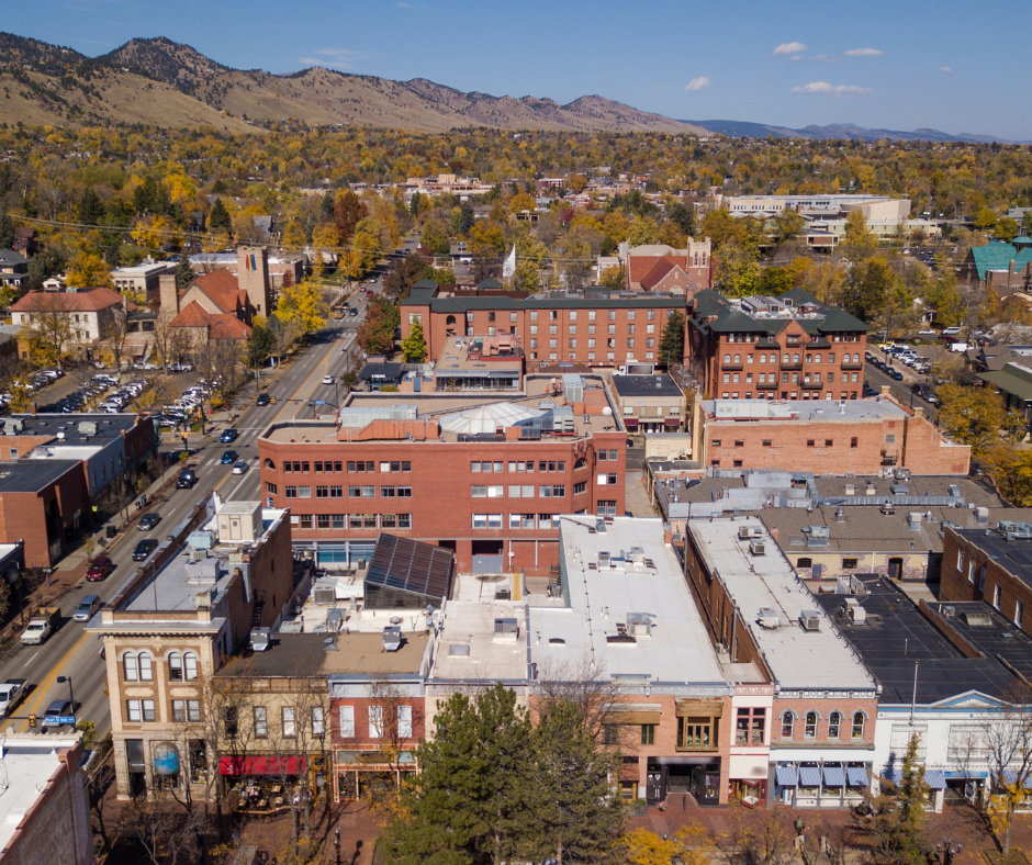 Aerial view of Boulder, CO.