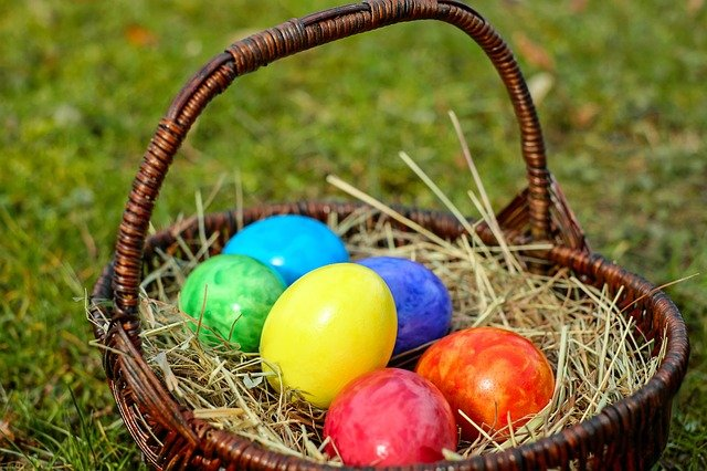 easter, eggs, basket