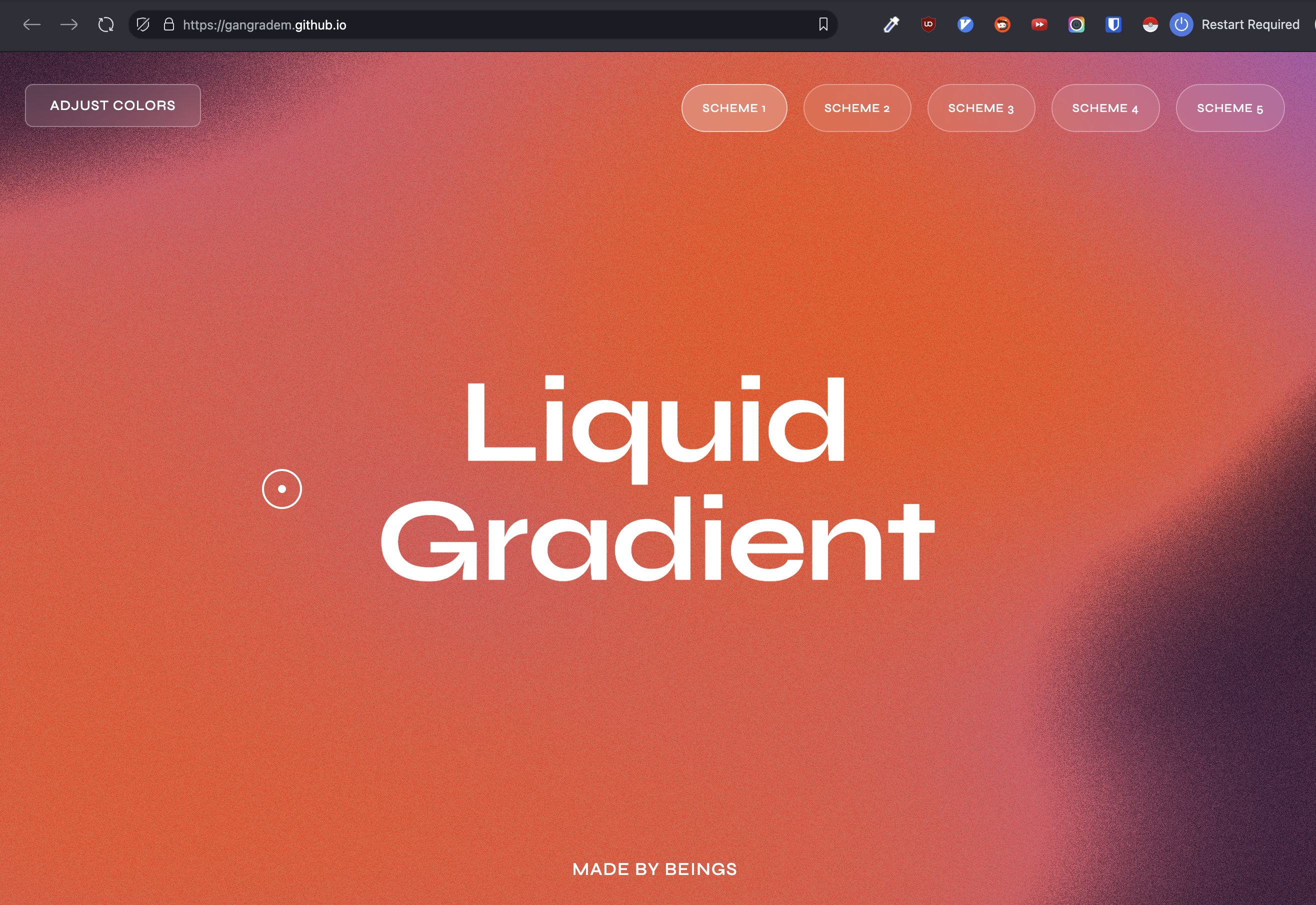 Example of live GitHub Pages website