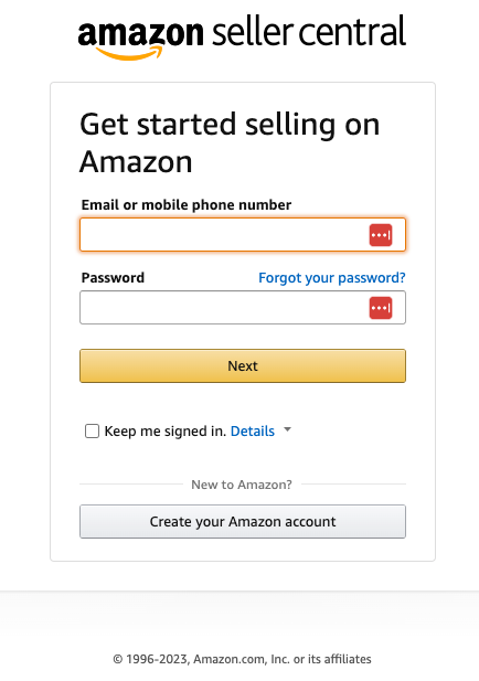 Amazon Create Your Account Page