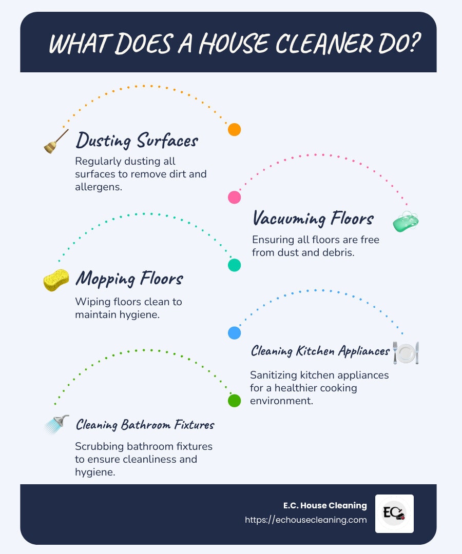 House Cleaner Duties Infographic - what does a house cleaner do infographic infographic-line-5-steps-blues-accent_colors