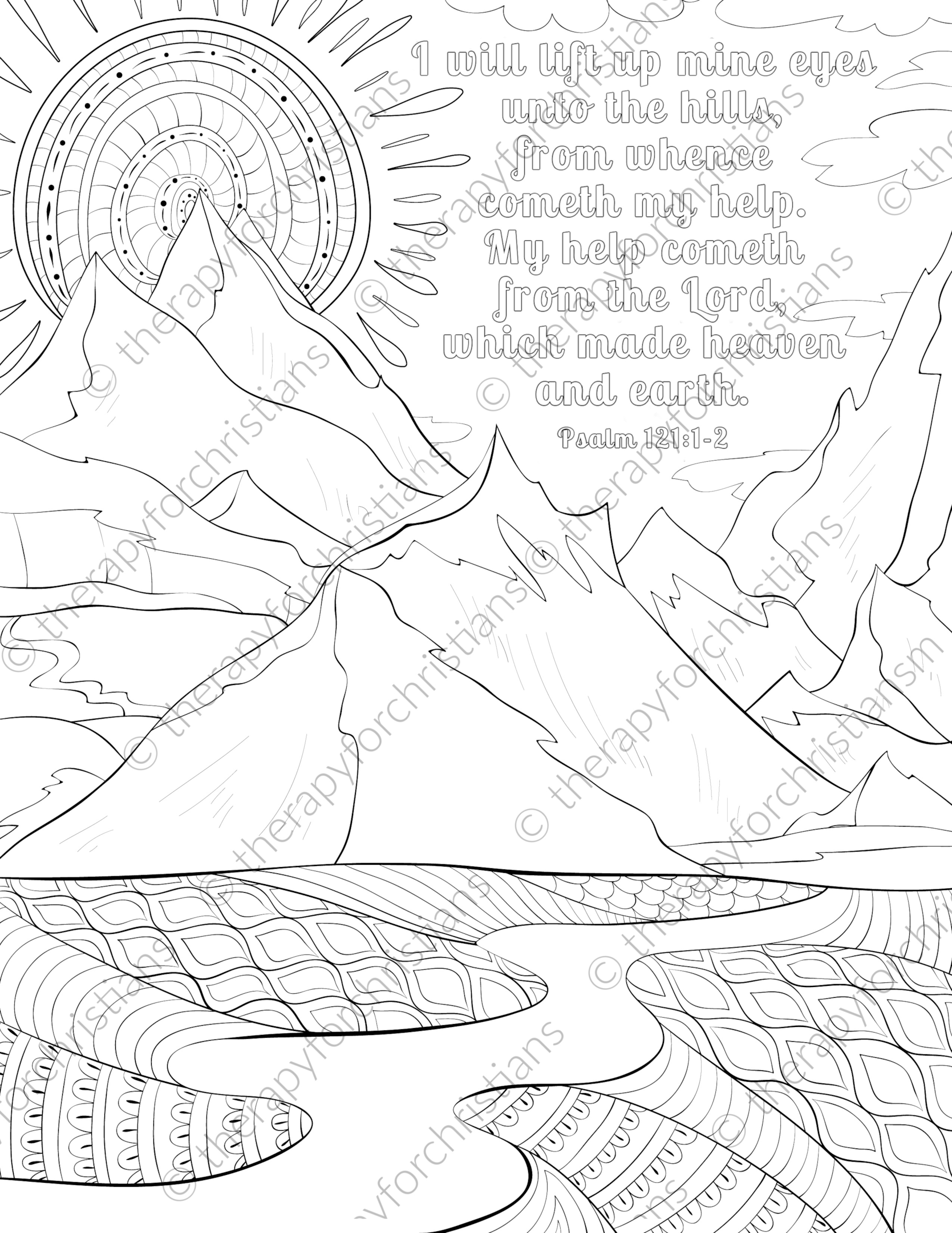 Psalm 121:1-2 Coloring pages for adults 