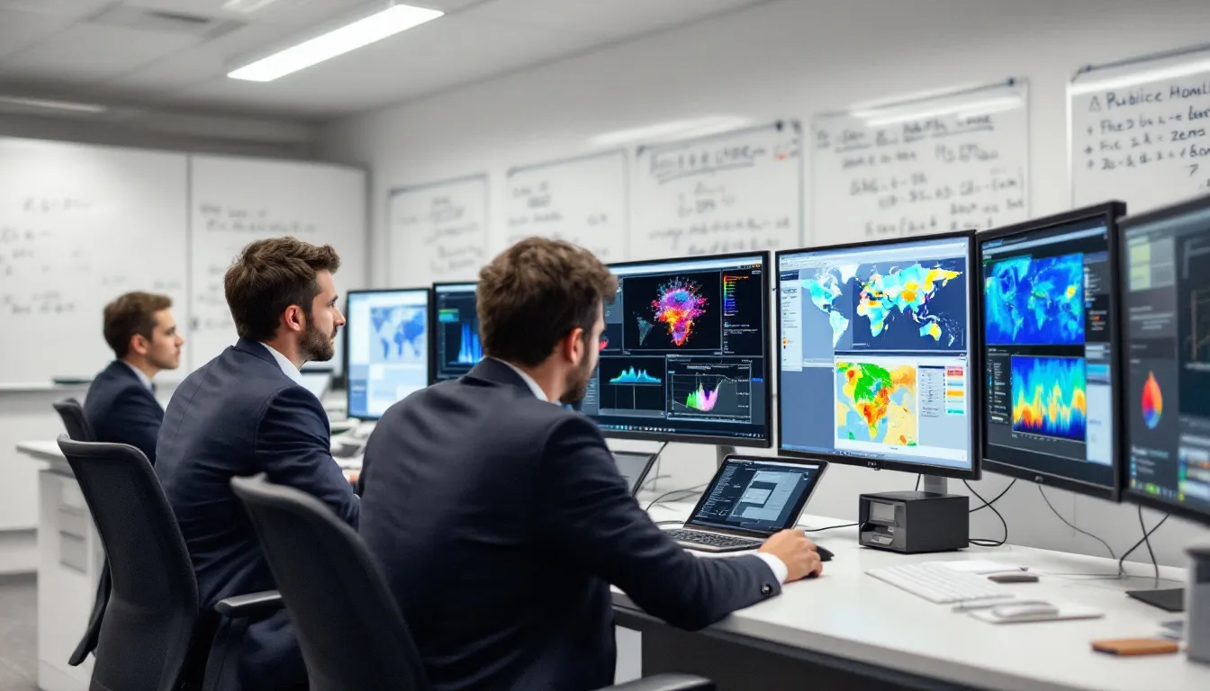 A team of public health analysts is engaged in analyzing disease surveillance data using predictive modeling software, aiming to develop effective strategies for health equity and prevention of infectious diseases. Their collaborative efforts contribute to research projects that address health disparities and improve access to resources in communities.