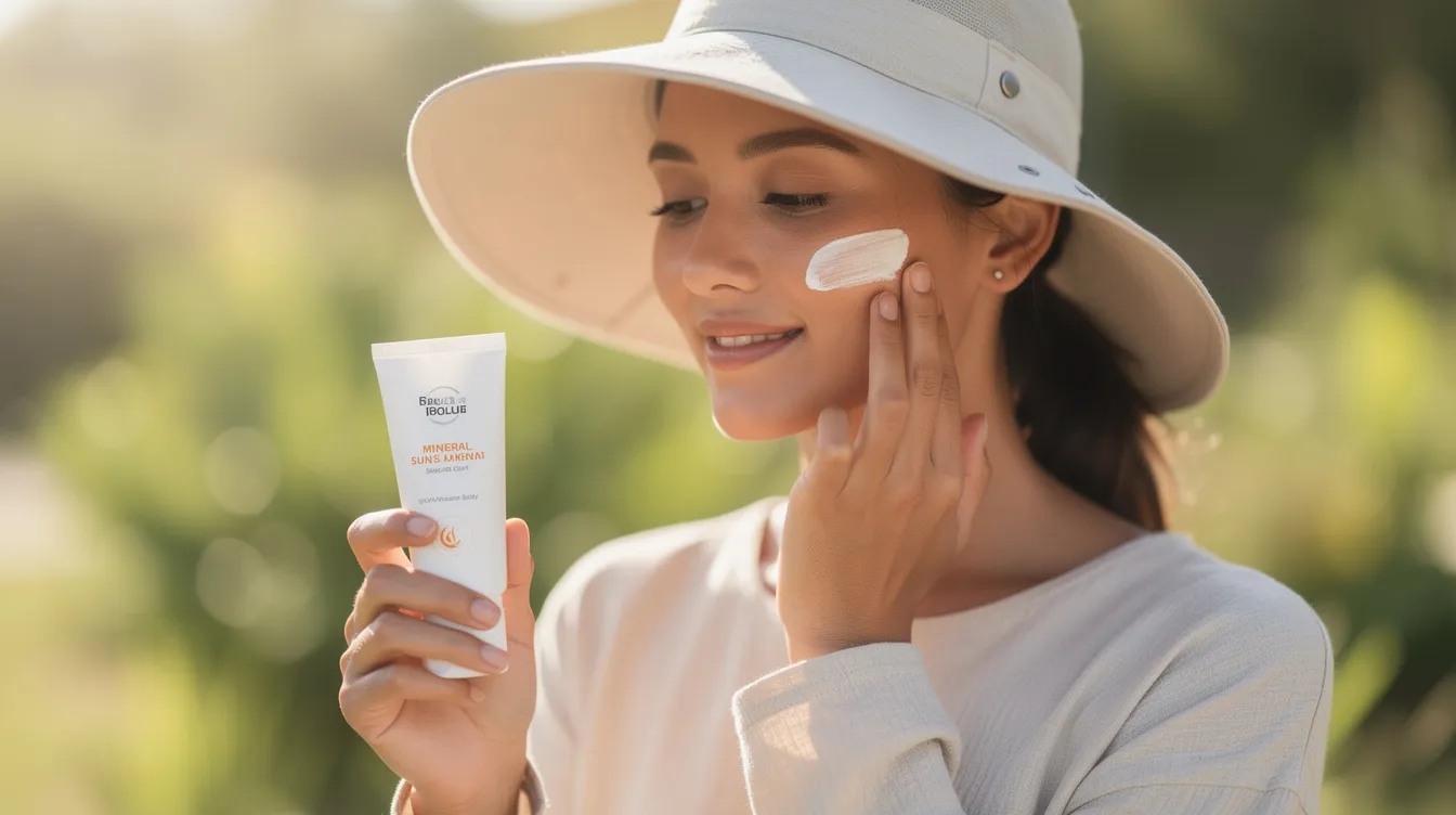Person applying mineral sunscreen outdoors — daily SPF is non-negotiable for managing skin redness on face