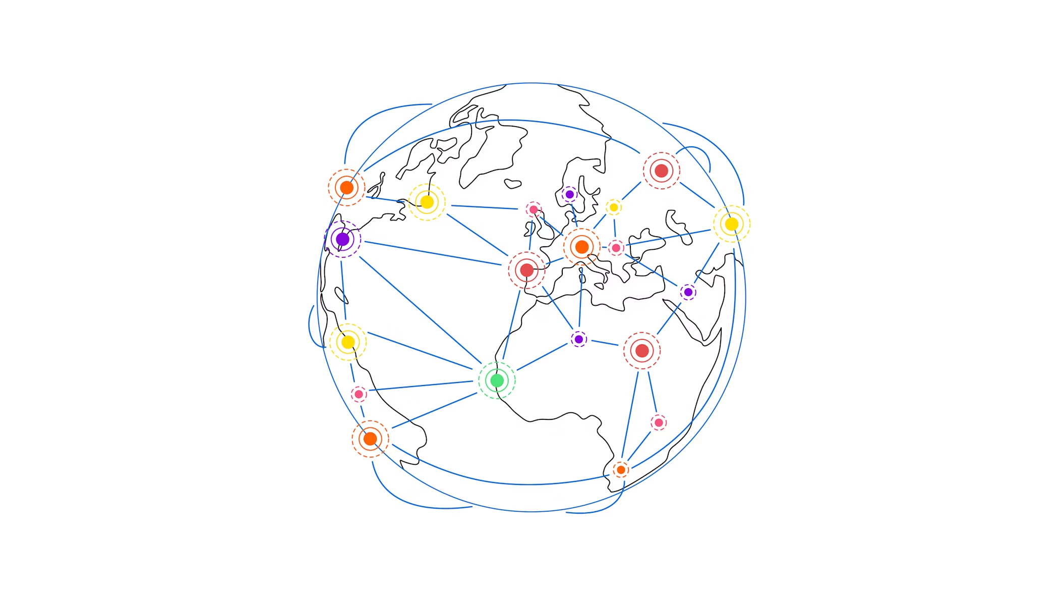 Illustration of crypto nodes operating globally