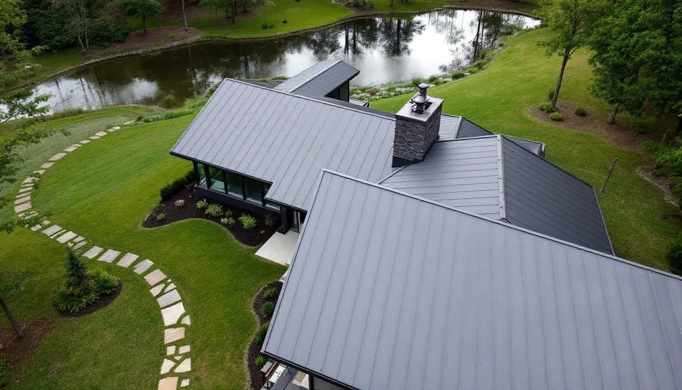 A beautiful home in New Jersey featuring a recently installed metal roof.