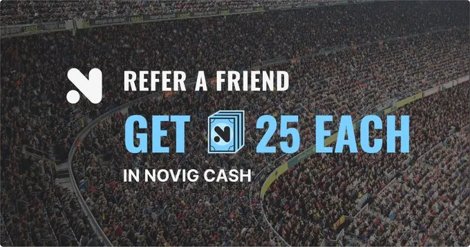 novig social sportsbook refer a friend bonus to get 25 in novig cash each