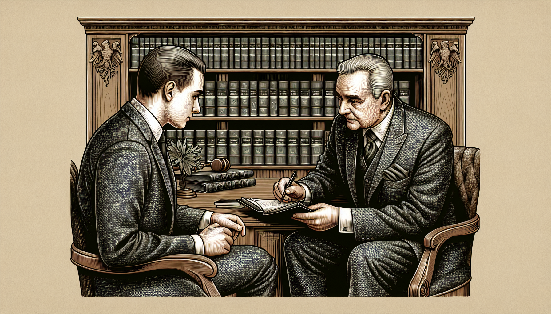 Illustration of a lawyer discussing a slip and fall case