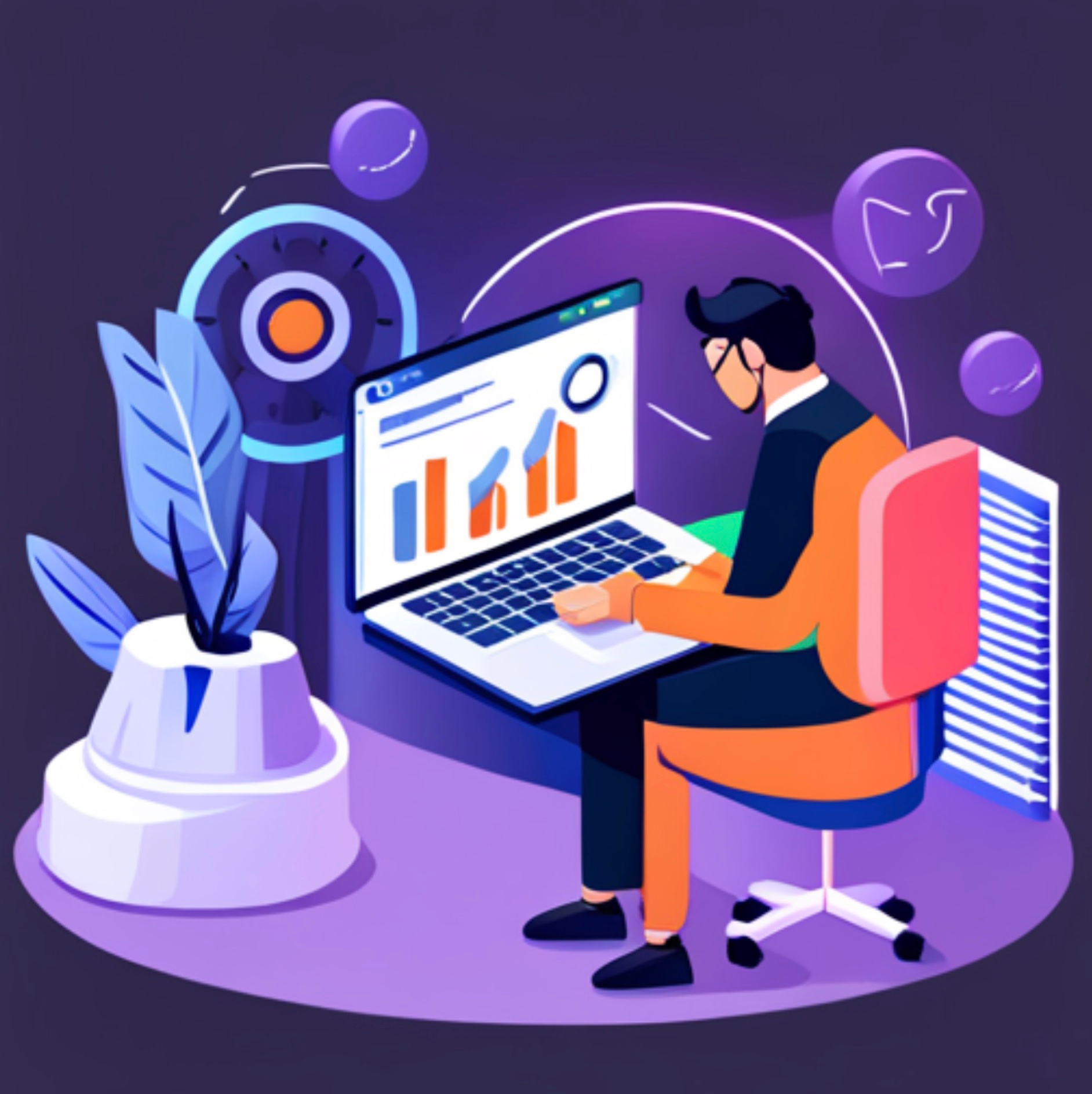 A person using a laptop to analyze SEO data