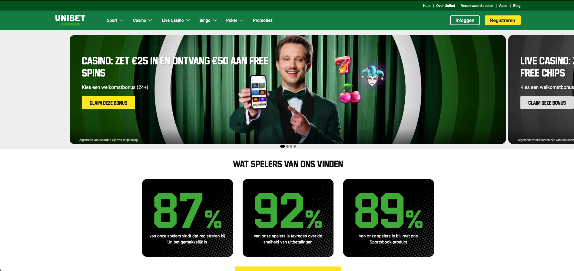 Unibet homepage