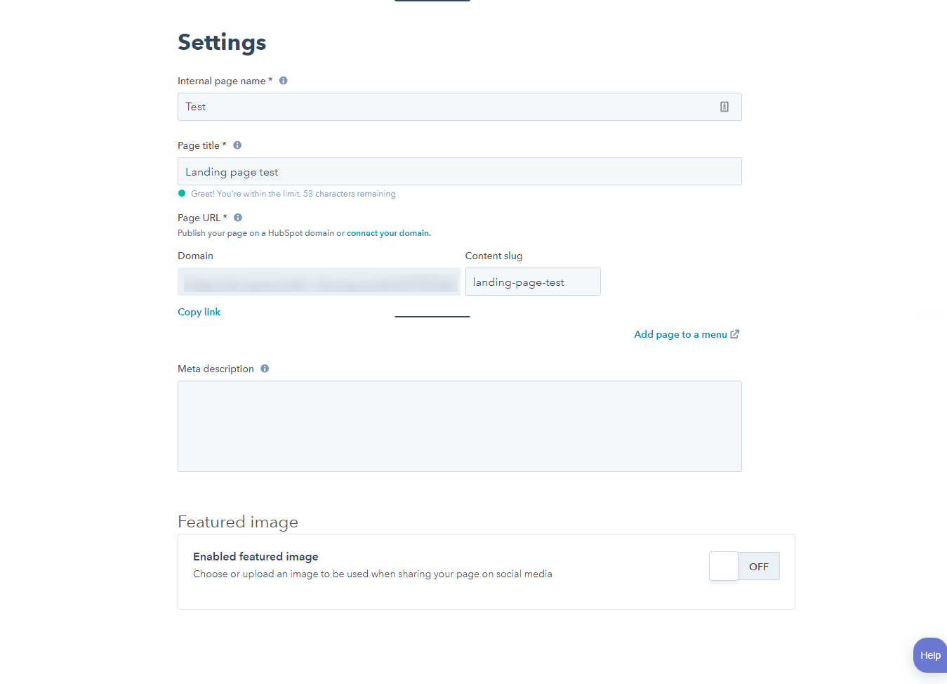 Settings for your landing pages