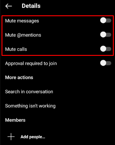 muting instagram chats