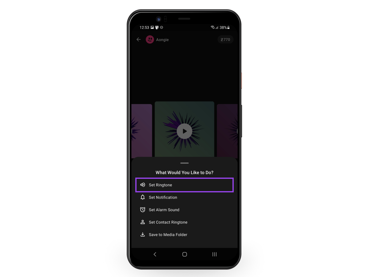 tap “Set” and choose “Ringtone.”