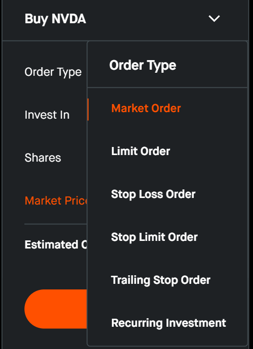 types of option trading orders