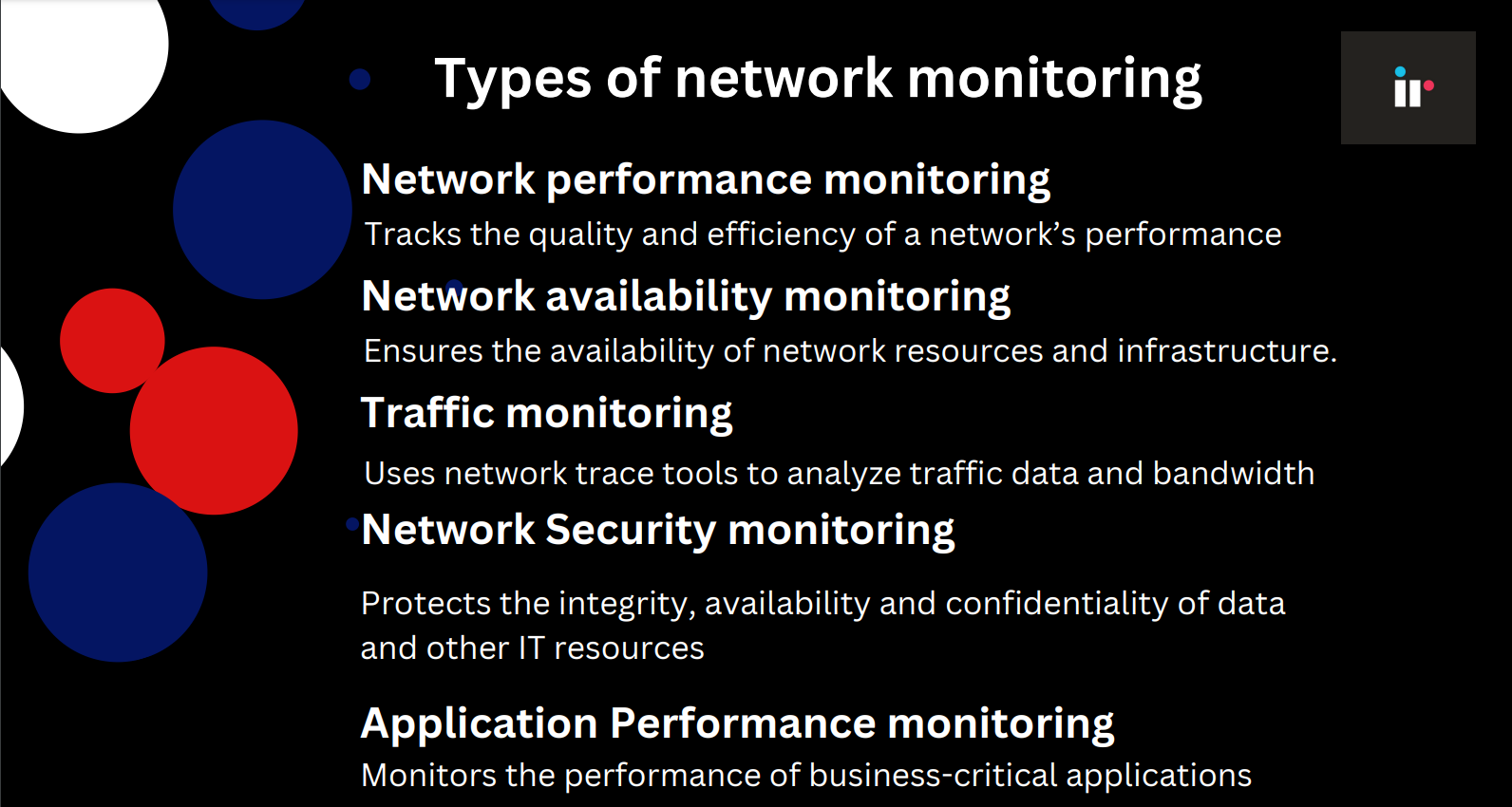 Types of network monitoring