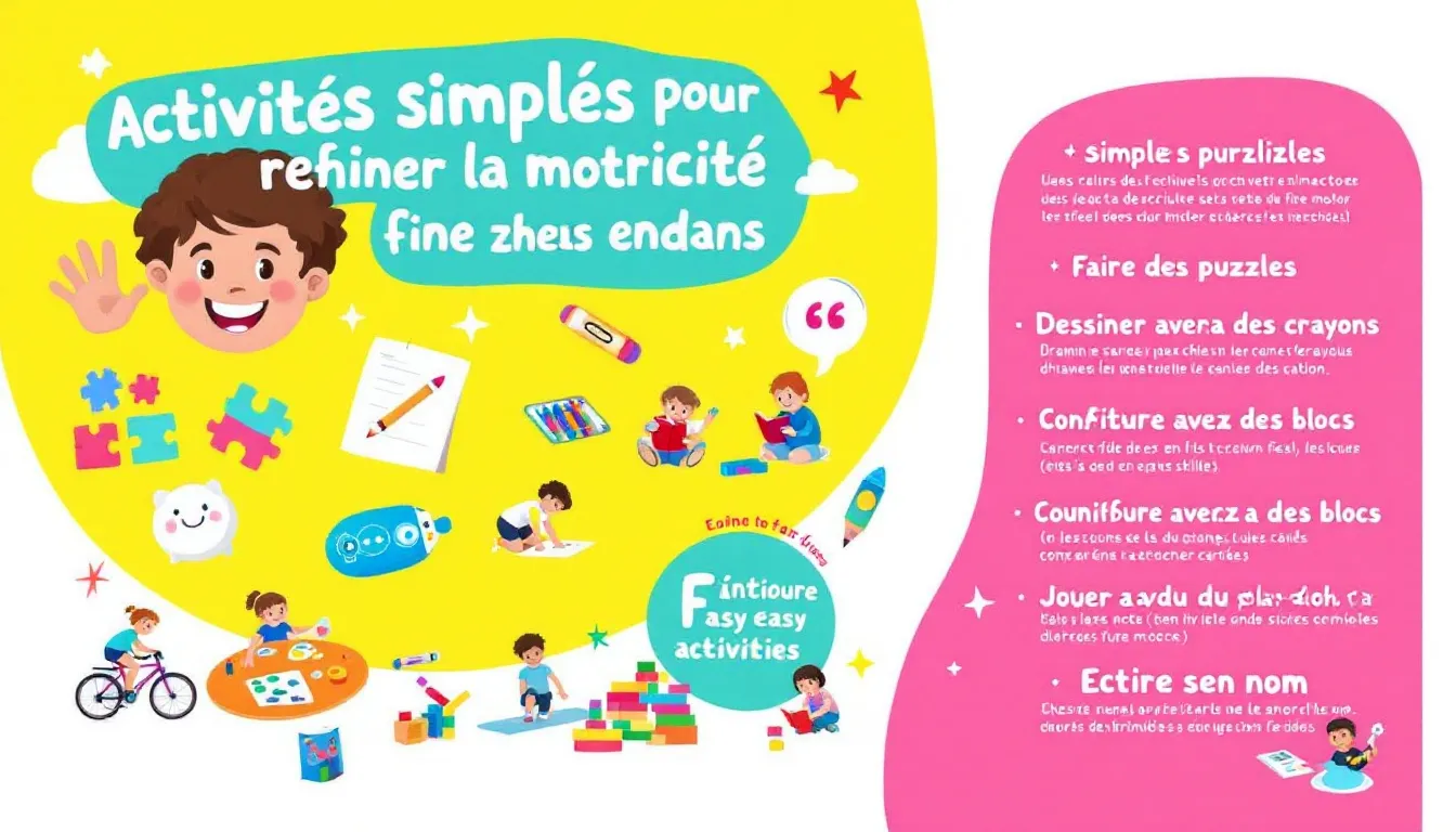 Activités simples pour renforcer la motricité fine chez les enfants.