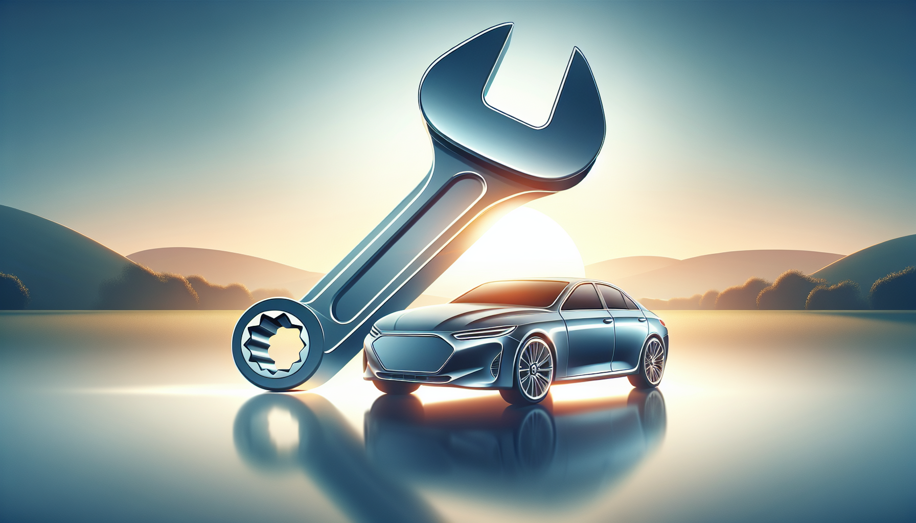 Illustration of a car with a wrench symbolizing extended car warranty