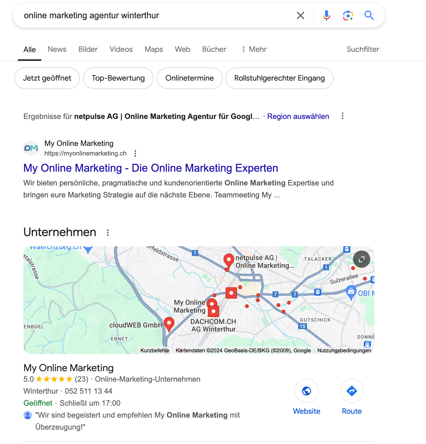 Auch ohne SEA Marketing kann man auf Google oben erscheinen