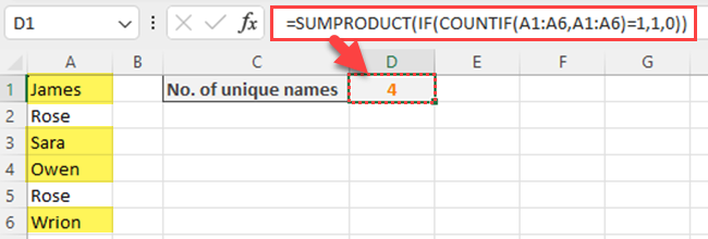 Using rows function to count unique values