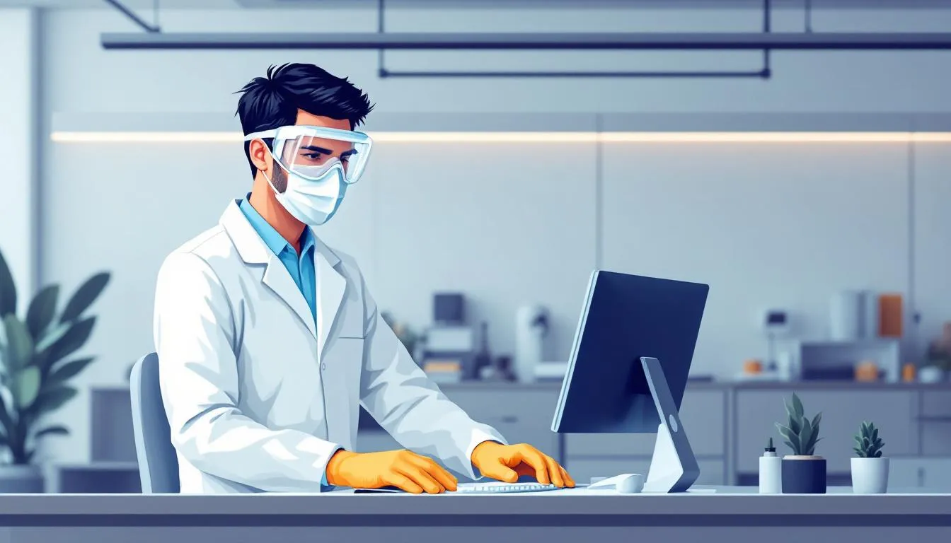 A person wearing high-quality PPE while working.