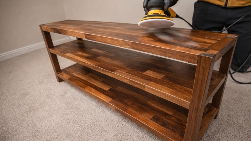 sanding the surface with sanding machine