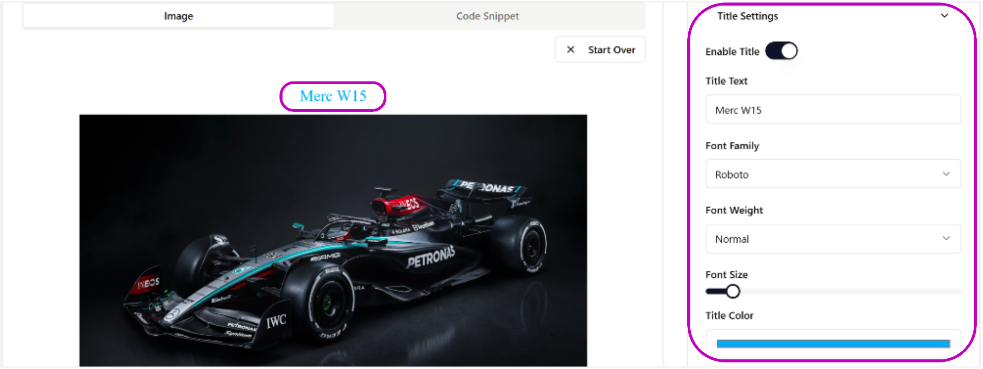 image title settings