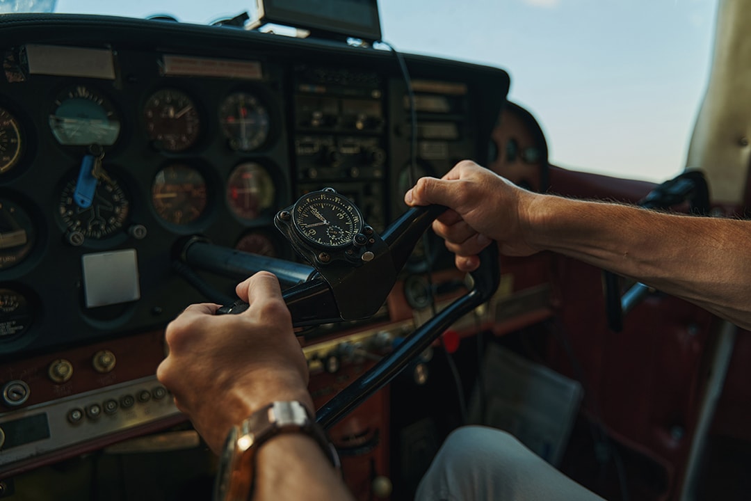 Inside the cockpit of  aircraft used for pilot training in Colorado