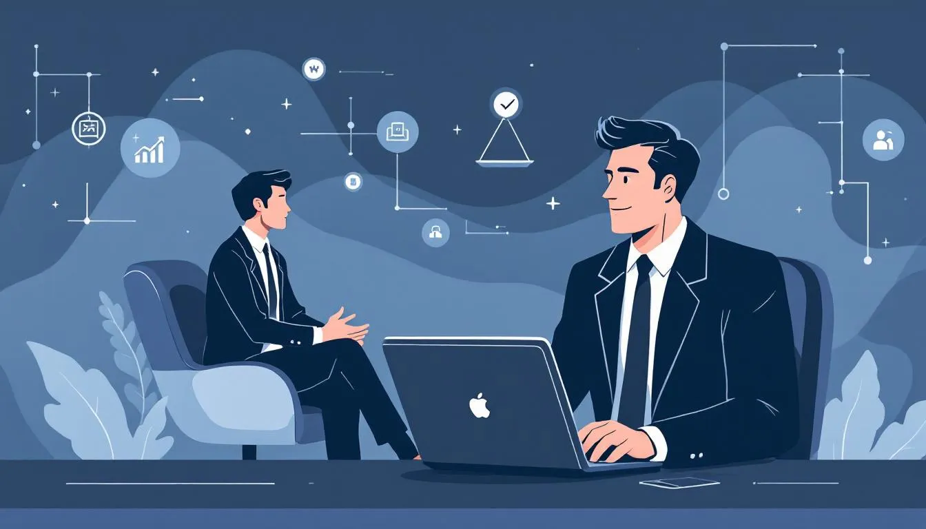 An image of a lawyer providing a free consultation to a prospective client.