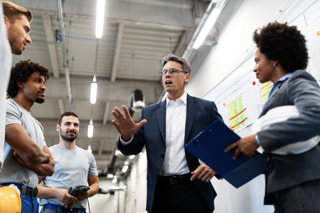 Business consultant leading a planning meeting for a supplement